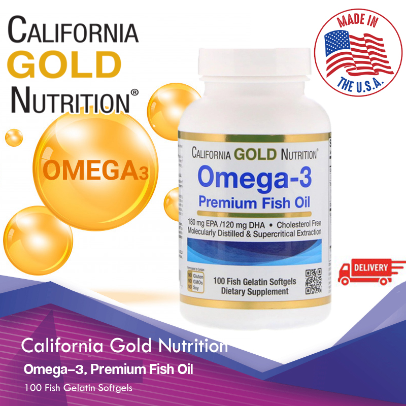 California Gold Nutrition, Omega-3, Premium Fish Oil, 100 Fish Gelatin Softgels"