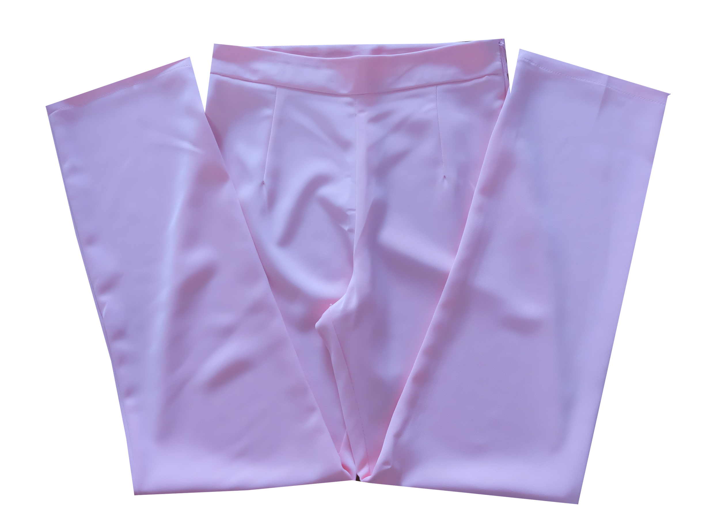 กางเกงขากระบอกเอวสูง ผ้าฮานาโกะ สีชมพู Size S M L XL