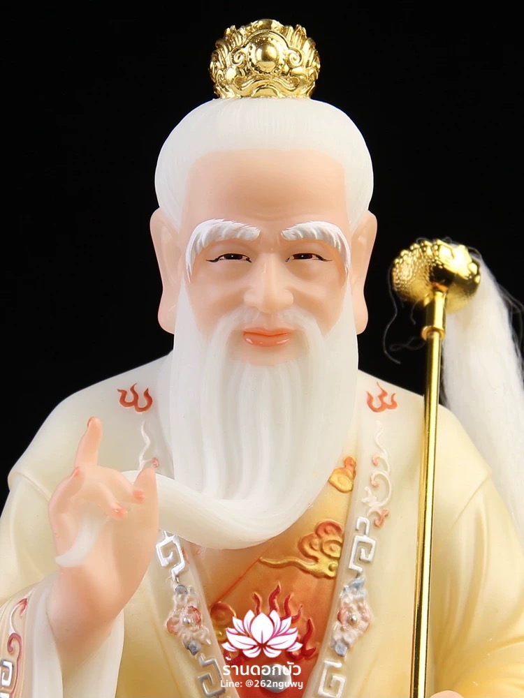 ไท่เสียงเหล่ากุง ไท่ส่องโล้กุ๊น ไท้ซังเหล่าจวิน หรือเล่าจื้อ ปางประทับนั่งขี่วัว งานหินอ่อนคุณภาพสูง ขนาด 16/19/26 นิ้ว