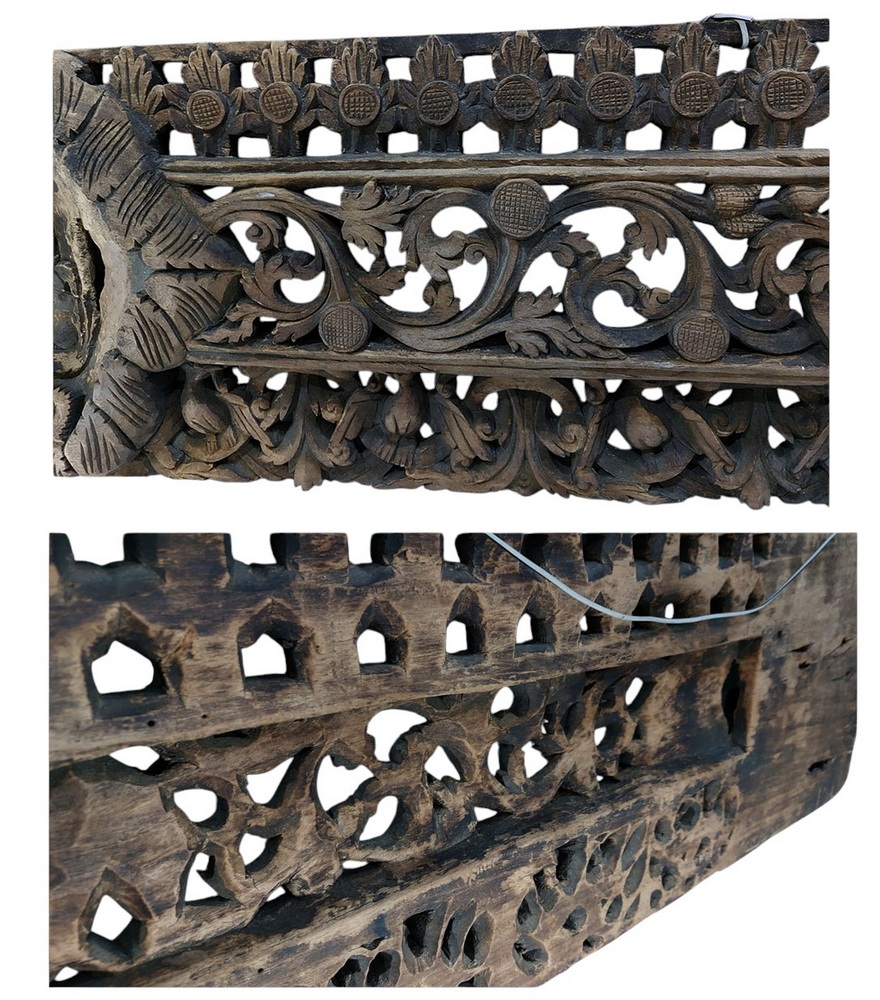 แผ่นไม้แกะสลักเก่าศิลป์พม่า -เทวดาในซุ้ม 💥ราคารับเอง!💥