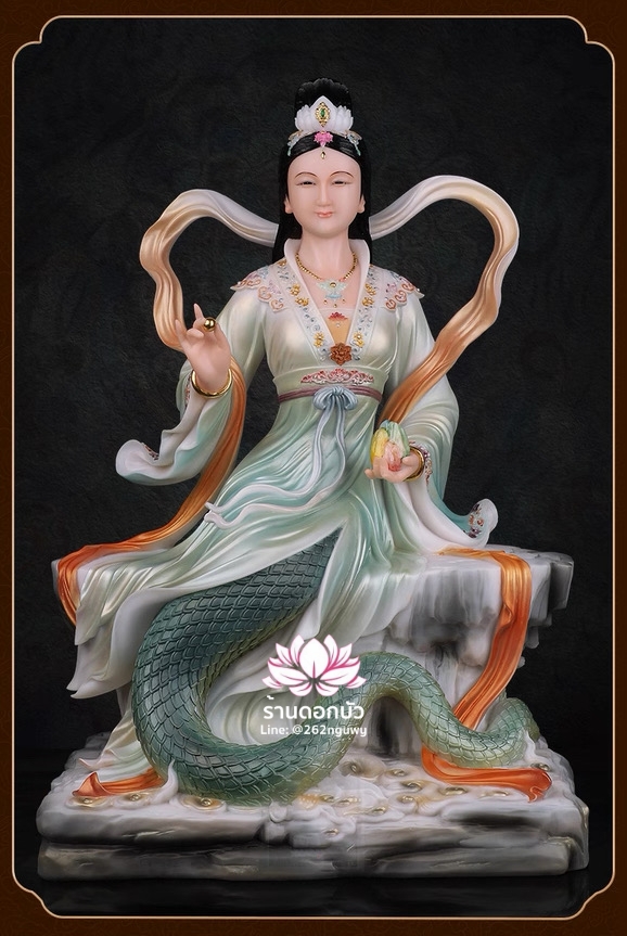 พระแม่หนี่วา เจ้าแม่หนี่วา เทพมารดาแห่งชาวจีน ปางนั่งบัลลังก์ งานหินอ่อนคุณภาพสูง ขนาด 12/16/19/26 นิ้ว