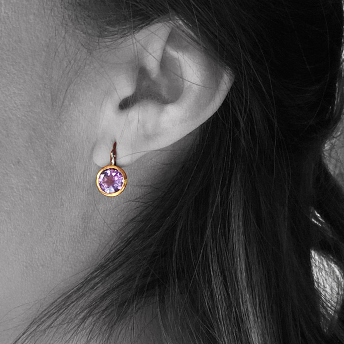 ต่างหูอเมทิสต์แท้จากธรรมชาติ Amethyst earrings