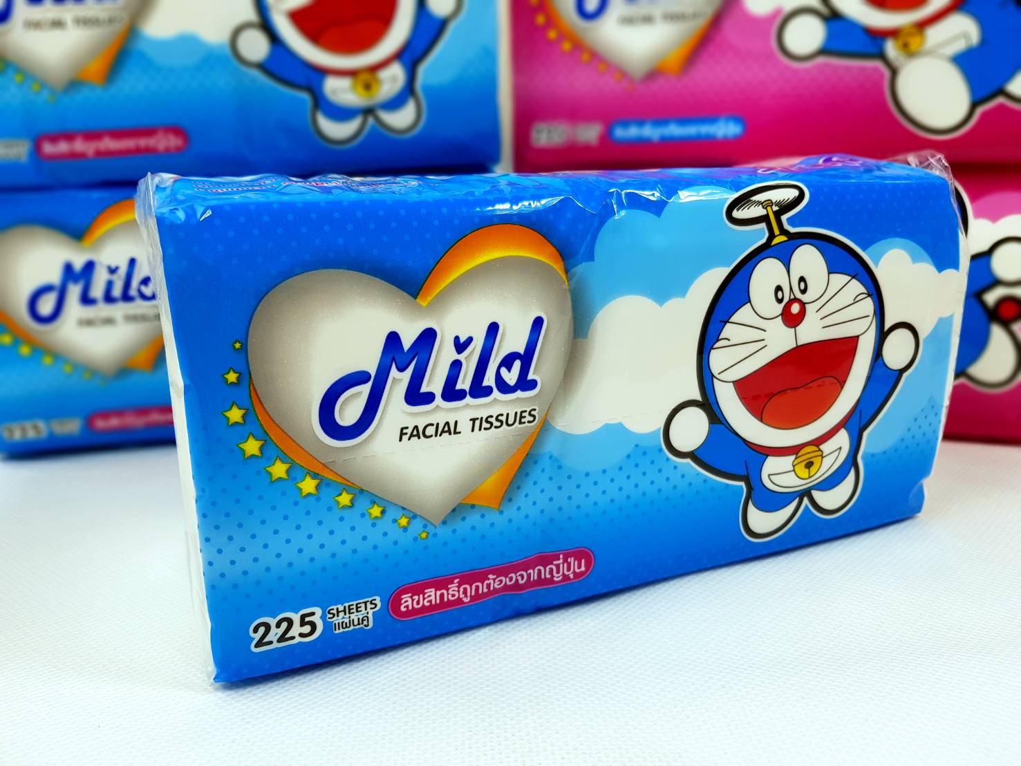 Small Evting กระดาษทิชชู่เช็ดหน้ายกแพ็คสุดคุ้ม!! Mild 225แผ่น/ห่อ (6ห่อ/1แพ็ค) ลายโดเรม่อน ลิขสิทธิ์แท้ กระดาษเช็ดหน้ายกแพ็ค