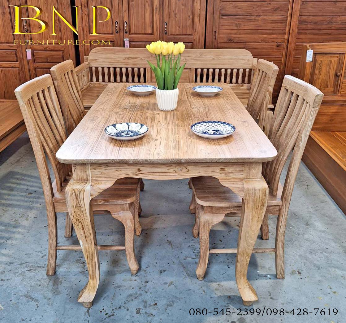 ชุดโต๊ะทานข้าวไม้สักรุ่นเบสซี่