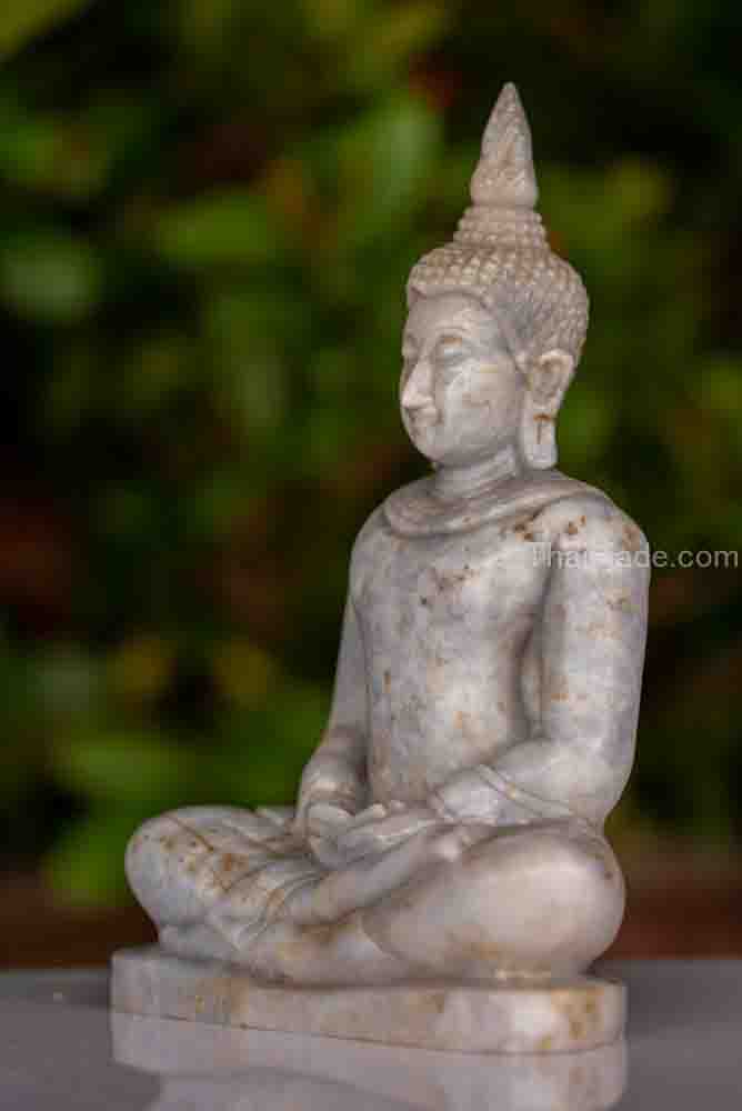 พระปางสมาธิ หินหยกพม่า ขนาด5นิ้ว พระแกะสลักหิน งานศิลปะ มีฝีมือ