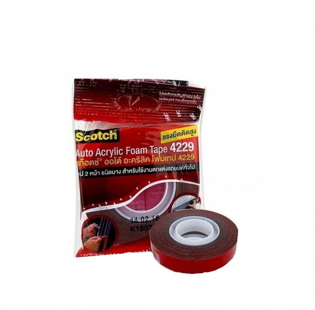 3M 4229 โฟมเทปกาว 2 หน้า ขนาด 12 มม.x 2.5 เมตร. หนา 0.8 mm. Acrylic Foam Tape สำหรับงานตกแต่งรถยนต์