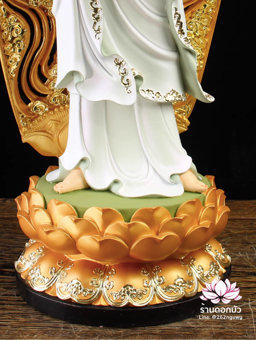 พระพุทธเจ้า (พระยูไล) พระโพธิสัตว์กวนอิม (กวนอิมผ่อสัก) พระมหาสถามปราปต์โพธิสัตว์ (ไต่ซีจี่ผ่อสัก) ปางยืนบนดอกบัว ขนาด 12/16/19/26/36 นิ้ว