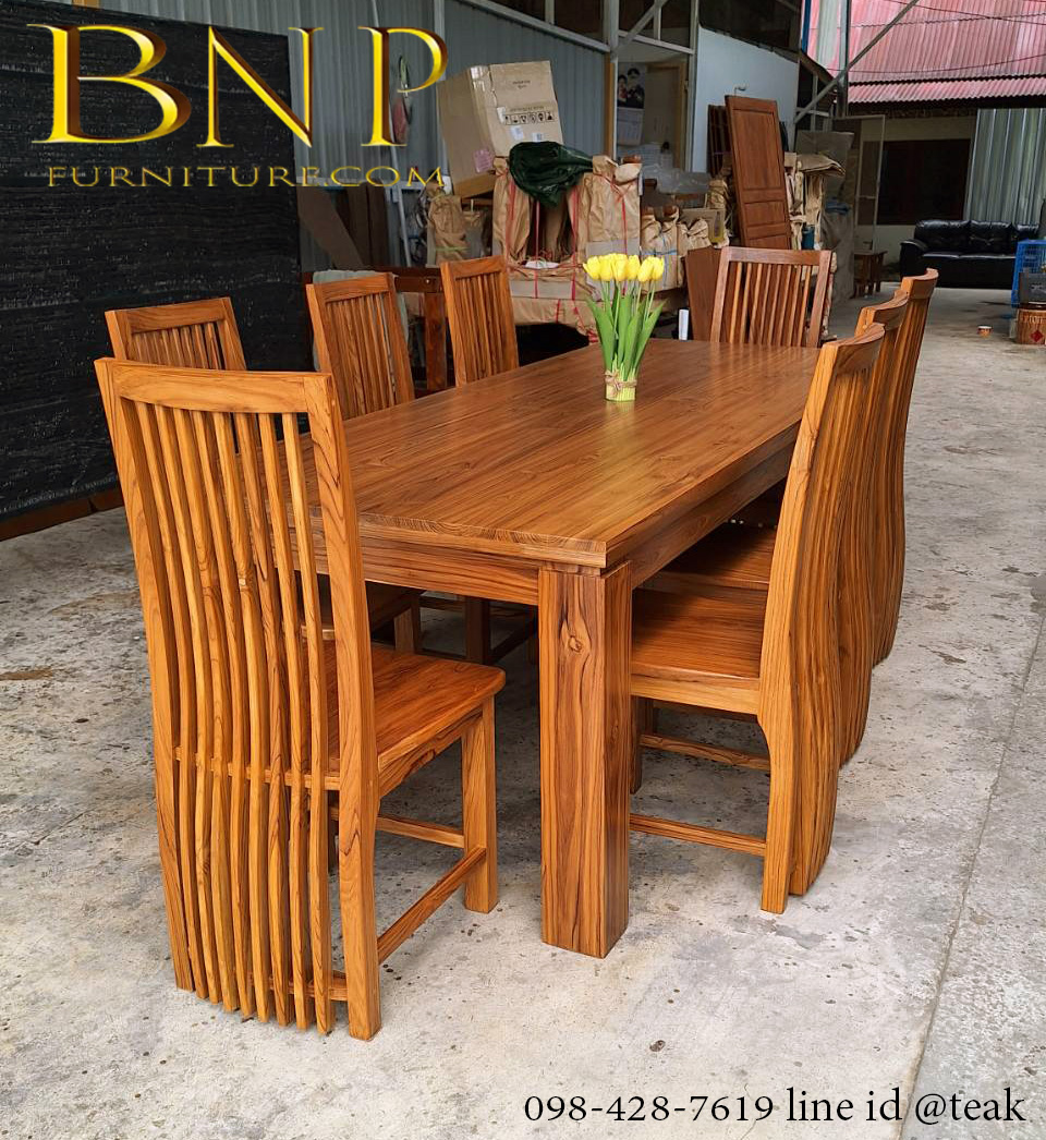 ชุดโต๊ะทานข้าว ยาว 2.5 เมตร + เก้าอี้ 8 ตัว