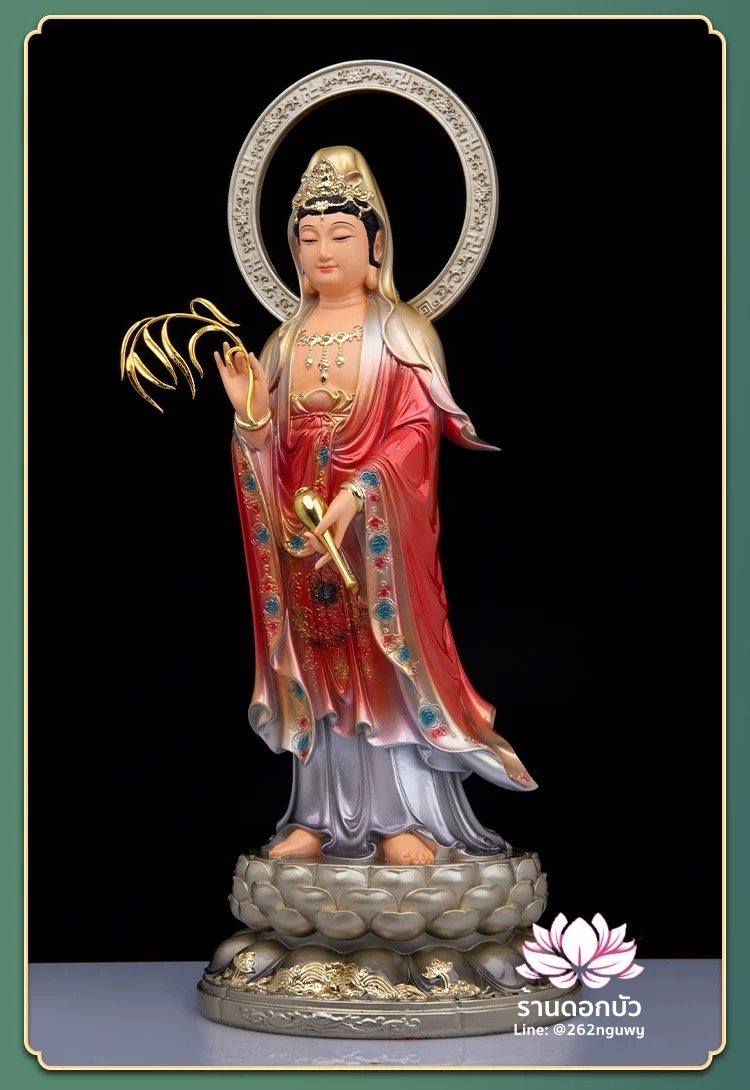 พระพุทธเจ้า (พระยูไล) พระโพธิสัตว์กวนอิม (กวนอิมผ่อสัก) พระมหาสถามปราปต์โพธิสัตว์ (ไต่ซีจี่ผ่อสัก) ปางยืนบนดอกบัว ขนาด 12/16/19/26/36/51 นิ้ว