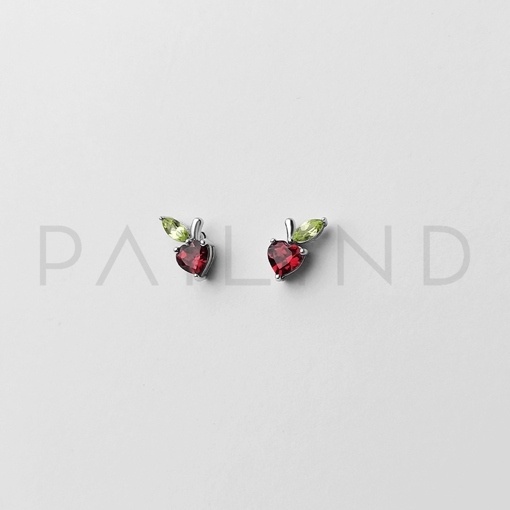 ต่างหูเงินแท้ดีไซน์เก่ ประดับพลอย GARNET และ PERIDOT ชุบทองคำขาว