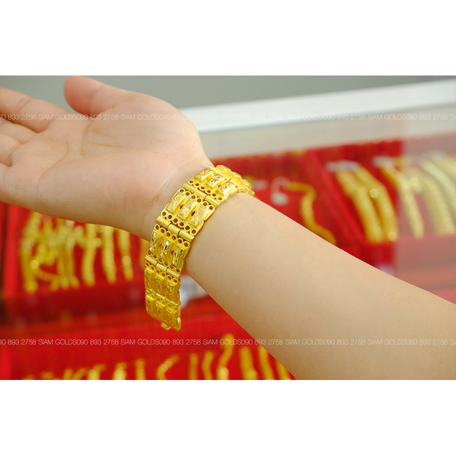 สร้อยข้อมือเลสบล็อกจิกลาย 4 บาท รหัส 1137