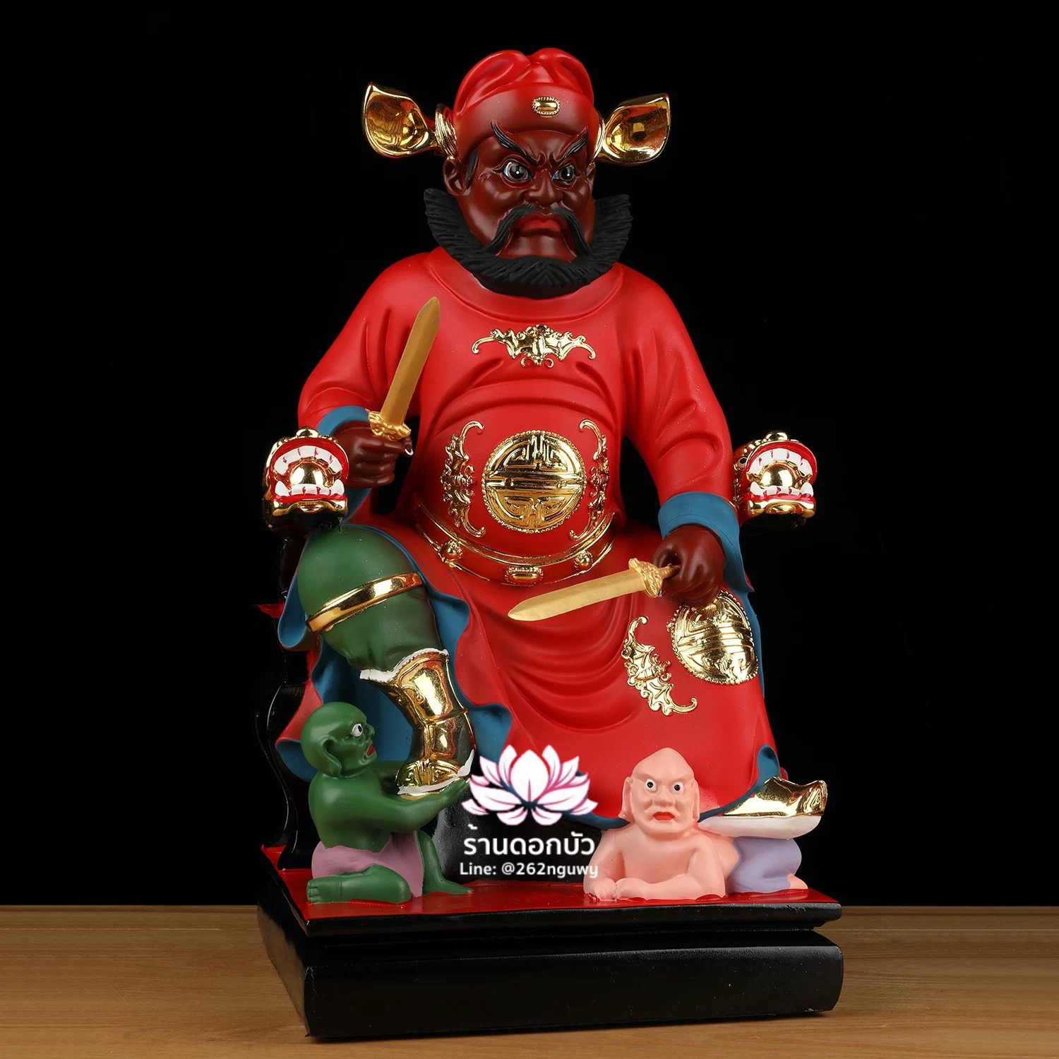 เทพเจ้าจงขุย จงขุยเทียนซือ จงขุยเอี๋ยกง ปางนั่งบัลลังก์มังกร งานเรซิ่น ขนาด 12/16/19 นิ้ว