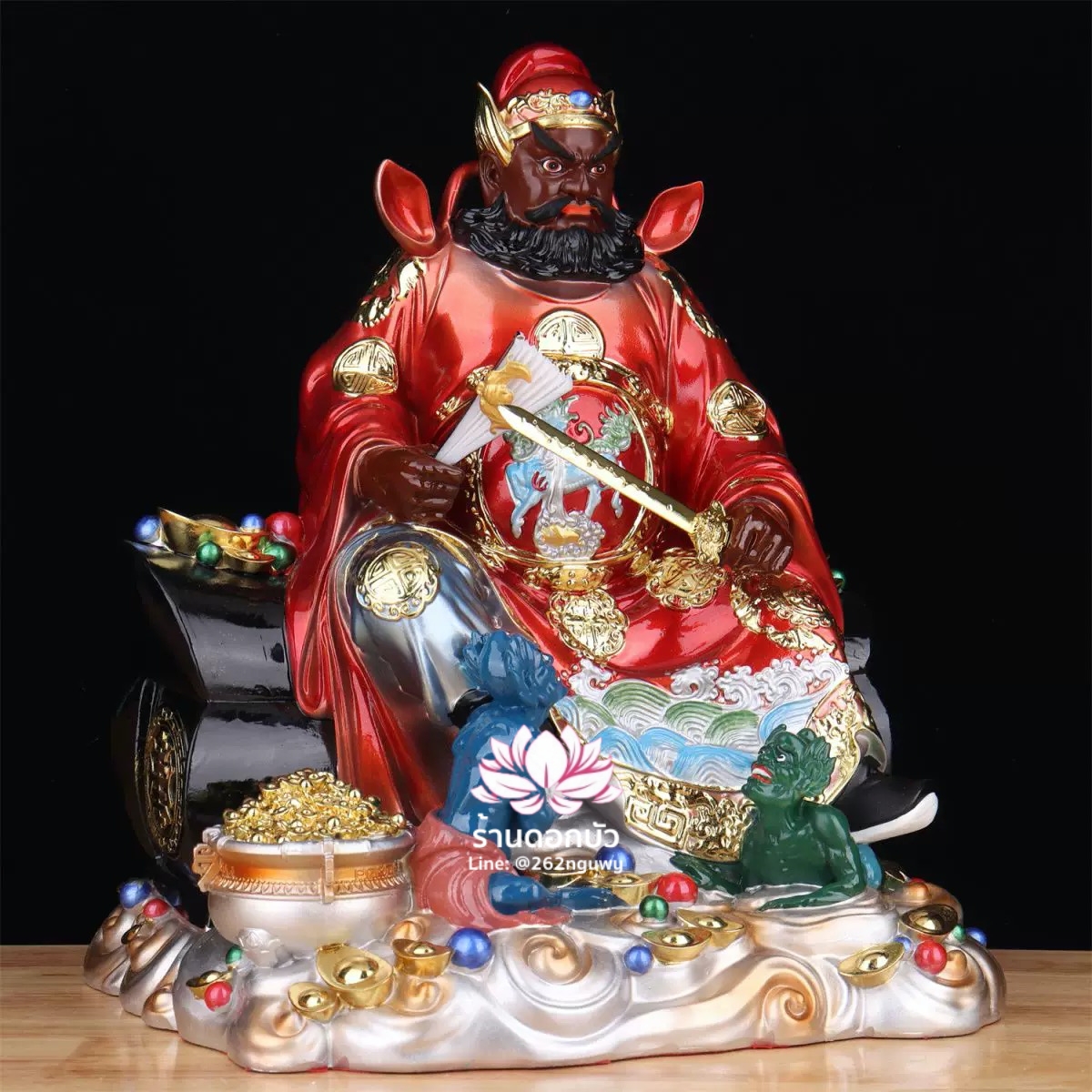 เทพเจ้าจงขุย จงขุยเทียนซือ จงขุยเอี๋ยกง ปางนั่งโลงจำปาเหยียบบริวาร งานเรซิ่นคุณภาพสูง ขนาด 12/16/19 นิ้ว