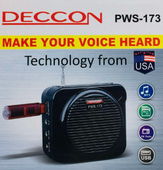Deccon PWS-173 | เครื่องขยายเสียงพกพาคาดเอว (8W) ลำโพงช่วยสอน พร้อมไมค์คาดศีรษะ ชาร์จไฟได้ อัดเสียงได้