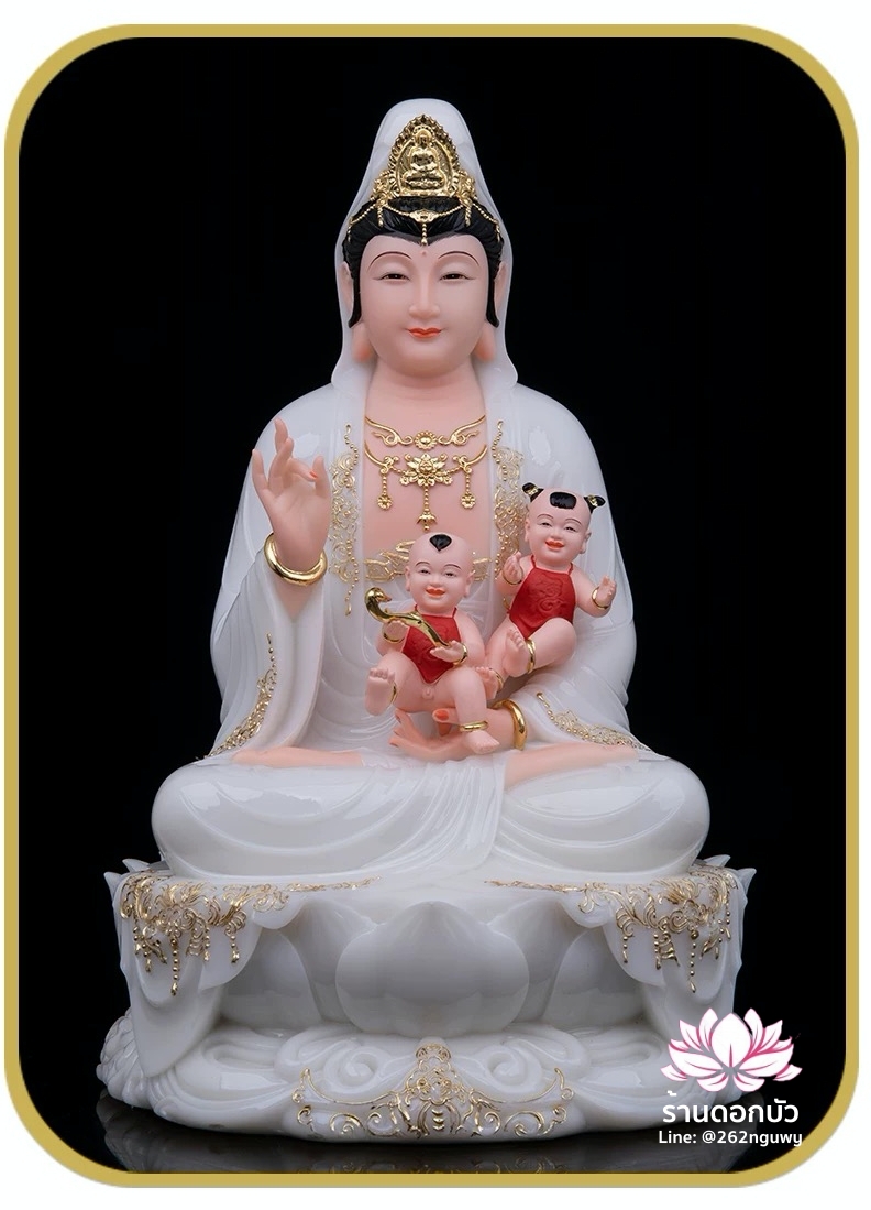 พระโพธิสัตว์กวนอิมปางประทานบุตร พระแม่กวนอิมประทานบุตร งานหินอ่อนคุณภาพสูง ขนาด 12/16/19/26 นิ้ว