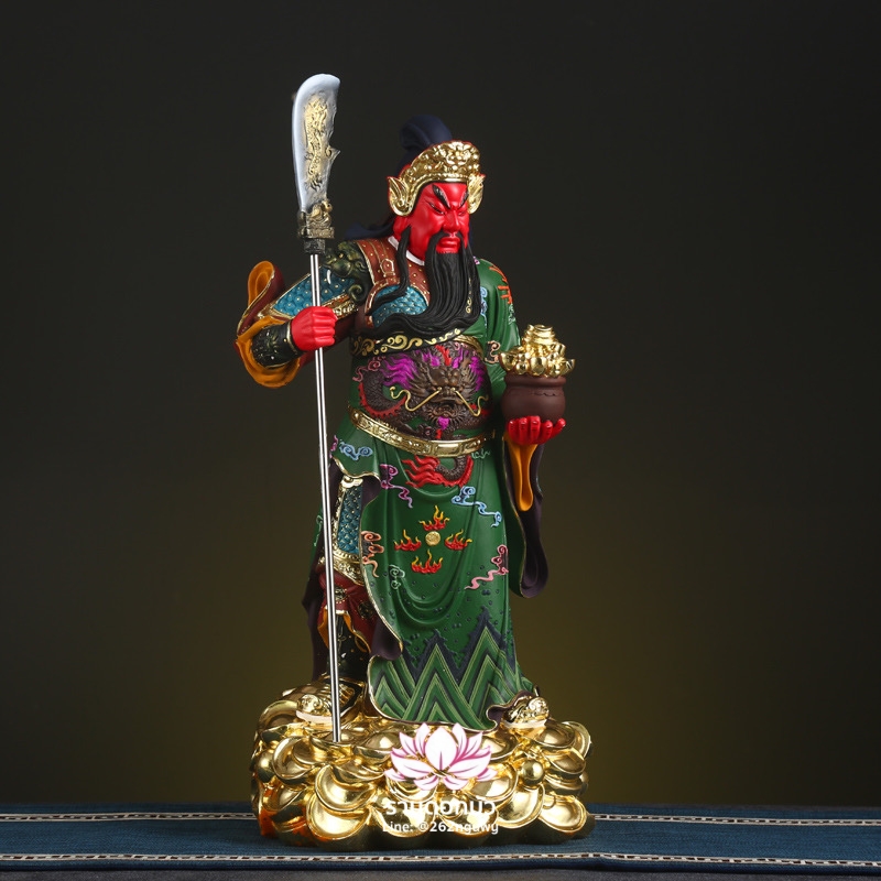 เทพเจ้ากวนอู กวนเต้กุ๊น เฮียบเที้ยนไต่เต่ หรือ กวนเส่งเต้กุ้น ปางประทานทรัพย์ ขนาด 19 นิ้ว