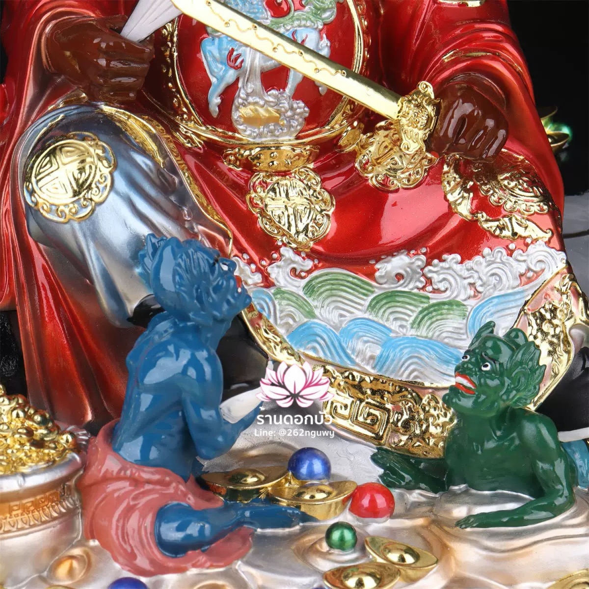 เทพเจ้าจงขุย จงขุยเทียนซือ จงขุยเอี๋ยกง ปางนั่งโลงจำปาเหยียบบริวาร งานเรซิ่นคุณภาพสูง ขนาด 12/16/19 นิ้ว