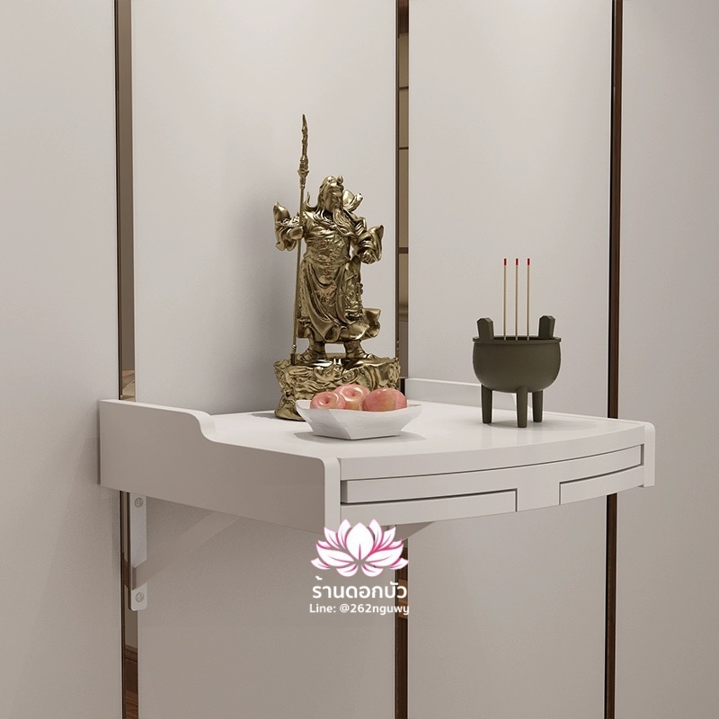 หิ้งพระ แท่นวางเทวรูปติดผนัง งานไม้ สีโอ๊ค/มะฮอกกานี/จันทร์แดง/ขาว