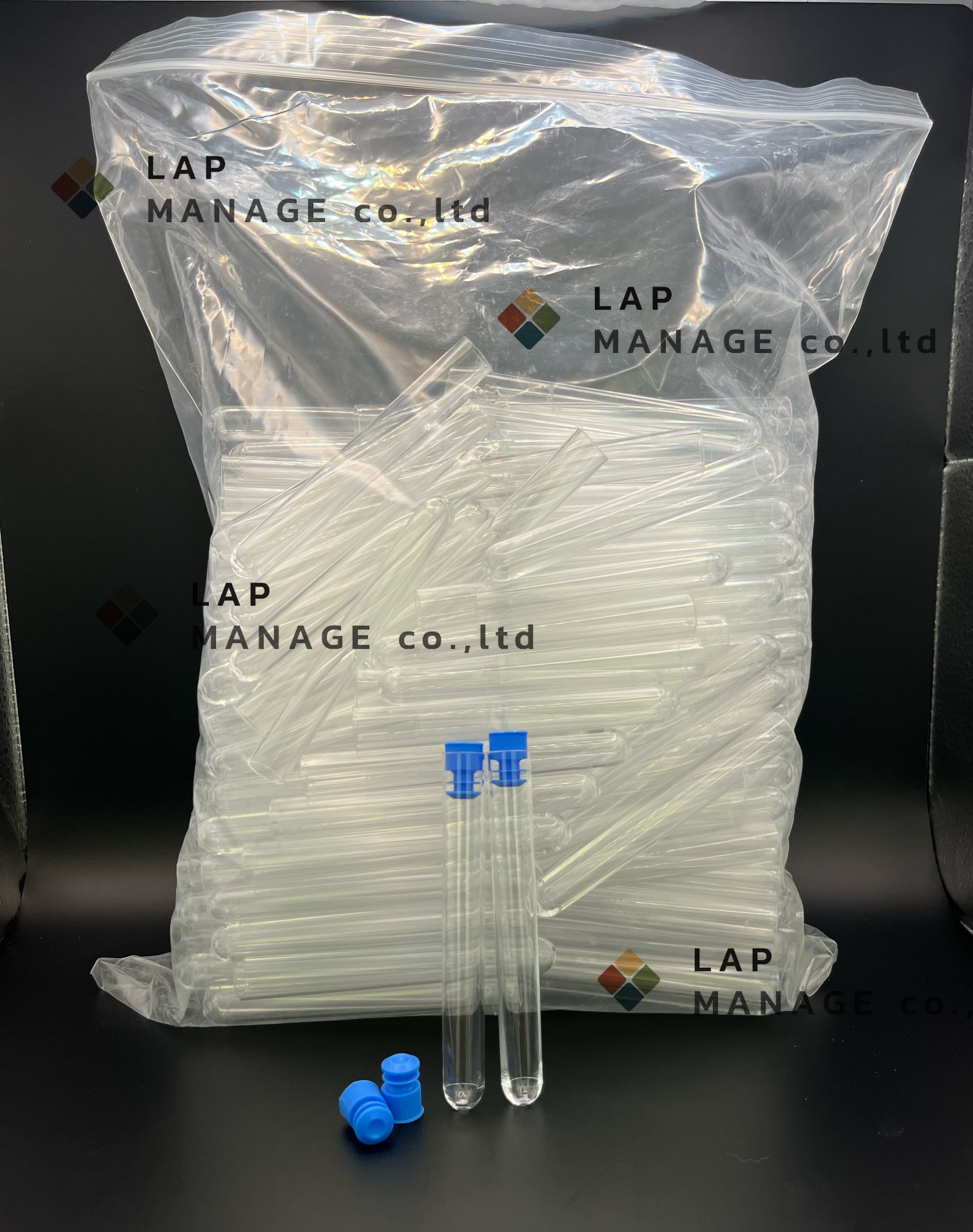 (ราคาขายปลีก) หลอดทดลองพลาสติกและฝา Test tube with plug cap 13x100mm , 13x75 mm , 12x75 mm , 16x100 mm , plastic PS/PP