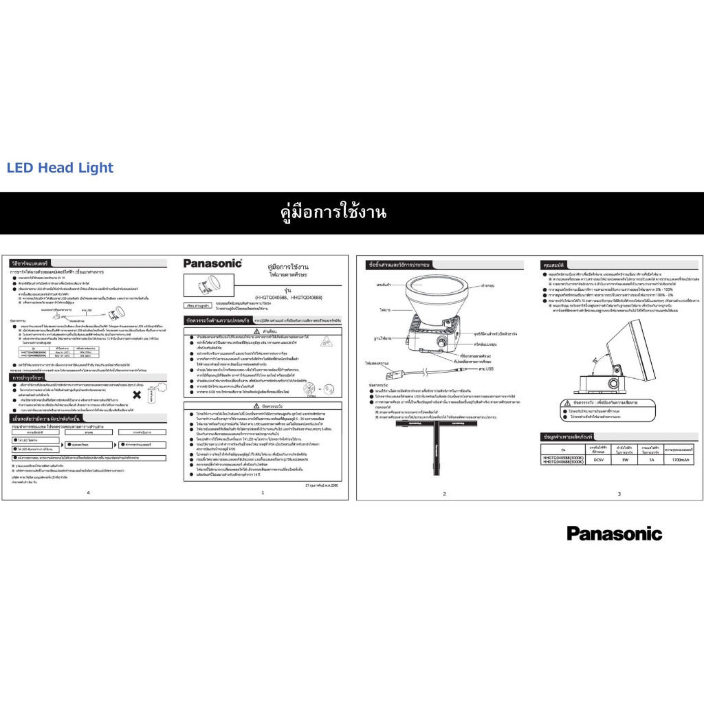 Panasonic ไฟส่องกบ LED Headlight 3w หรี่ได้ ไฟฉายคาดศรีษะ กันน้ำ IP54 ไฟฉาย ส่องกบ ไฟคาดหัว