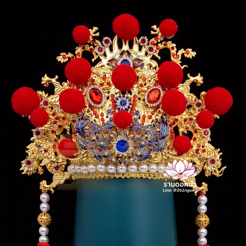 หมวกประดับมังกร หมวกเทพฝ่ายชาย หมวกองค์พระชาย หมวกพระจีน หมวกกิมซิ้น หมวกเทพเจ้าจีน