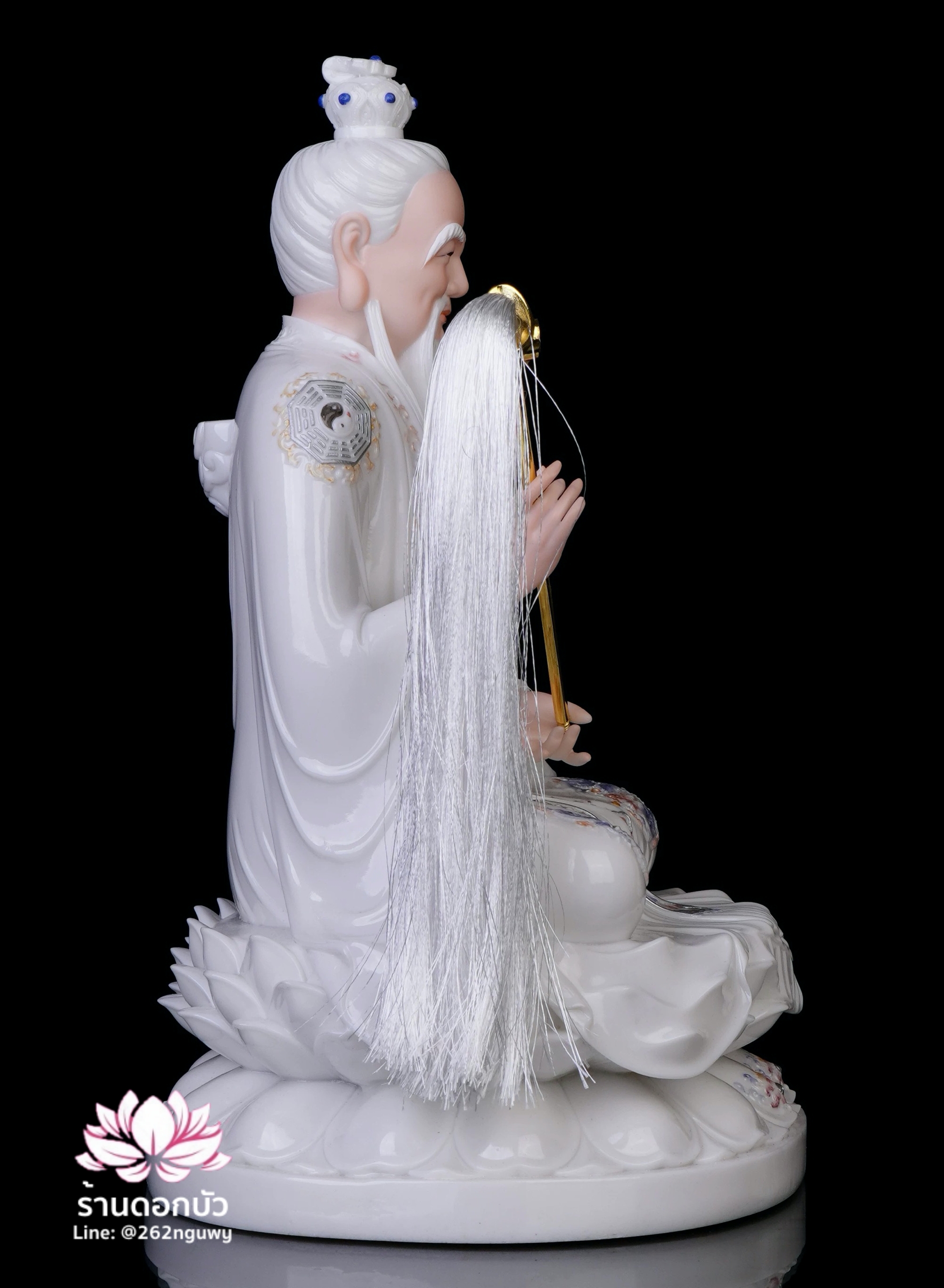 ไท่เสียงเหล่ากุง ไท่ส่องโล้กุ๊น ไท้ซังเหล่าจวิน หรือเล่าจื้อ ประทับนั่งบนดอกบัว ขนาด 12/16/19/26 นิ้ว