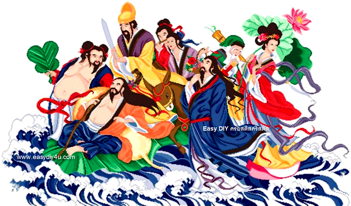 งานฝีมือดีไอวายครอสติสคริสตัลรูปแปดเซียนข้ามทะเล สั่งทำพิเศษ