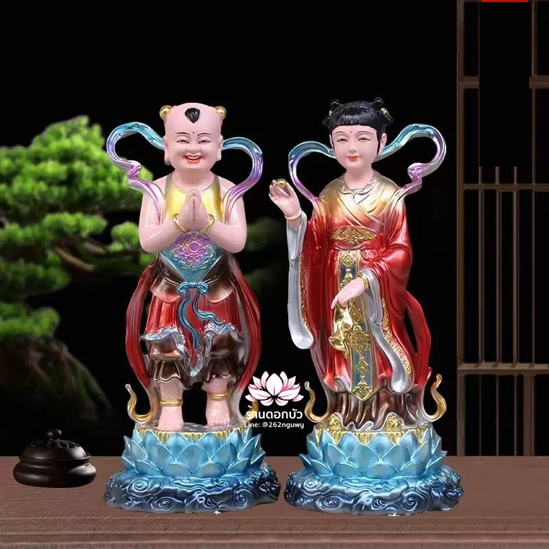 กิมท้ง-เง็กนึ่ง, เซียนจ๋าย-หยกลื้อ ลูกศิษย์พระโพธิสัตว์กวนอิม งานเรซิ่น ขนาด 12/16 นิ้ว