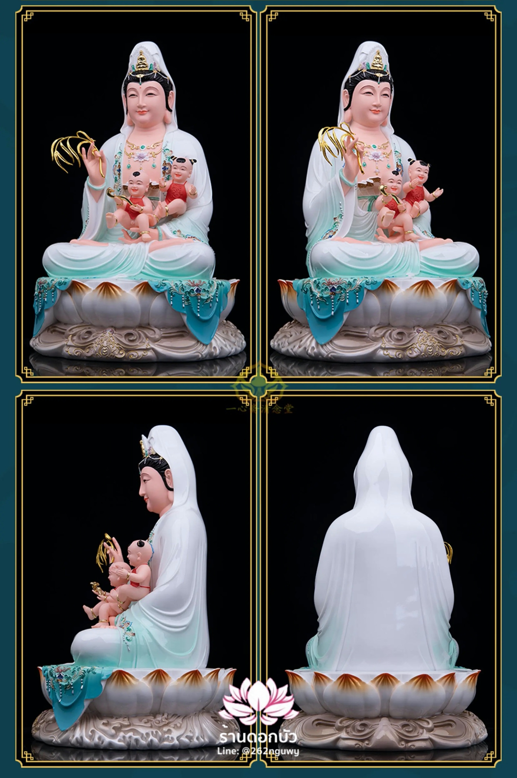 พระโพธิสัตว์กวนอิมปางประทานบุตร พระแม่กวนอิมประทานบุตร งานหินอ่อนคุณภาพสูง ขนาด 12/16/19/26 นิ้ว