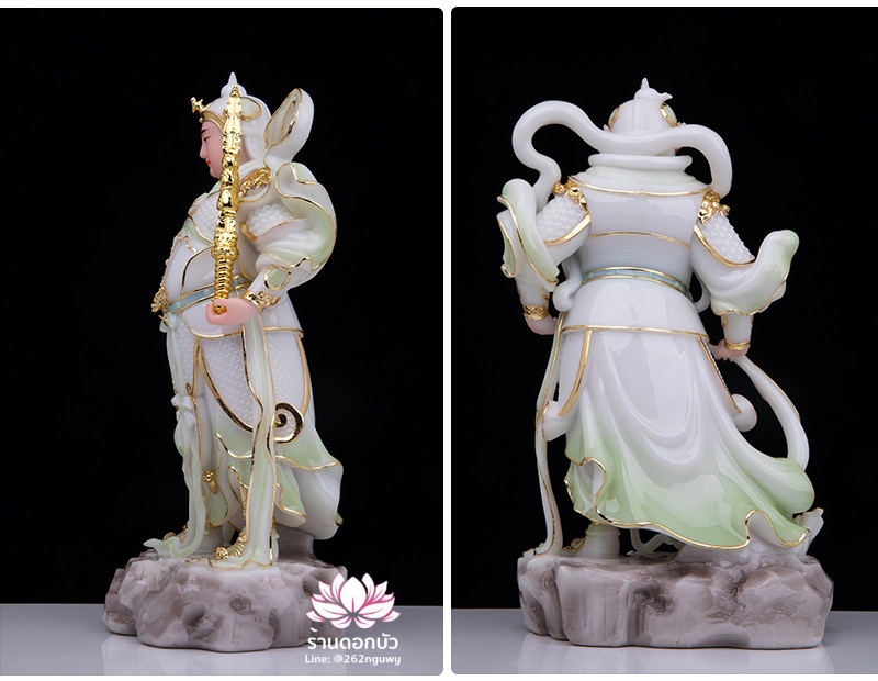 เทพเจ้ากวนอู และพระเวทโพธิสัตว์ (อุ่ยท้อผ่อสัก) งานหินอ่อนคุณภาพสูง ขนาด 12/16/19 นิ้ว