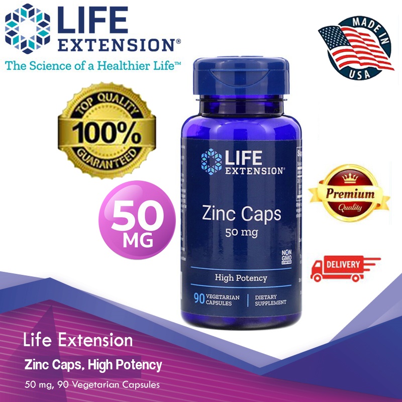 Life Extension, Zinc Caps, High Potency, 50 mg, 90 Vegetarian Capsules
