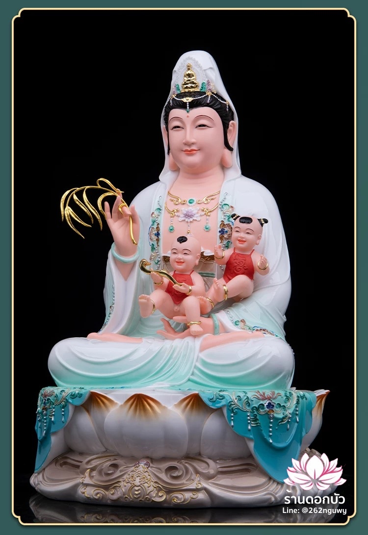 พระโพธิสัตว์กวนอิมปางประทานบุตร พระแม่กวนอิมประทานบุตร งานหินอ่อนคุณภาพสูง ขนาด 12/16/19/26 นิ้ว