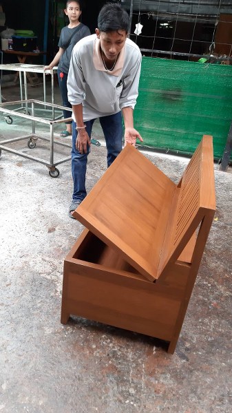 เก้าอี้นั่งเก็บของได้57x100x75ซม.ไม้สักแท้