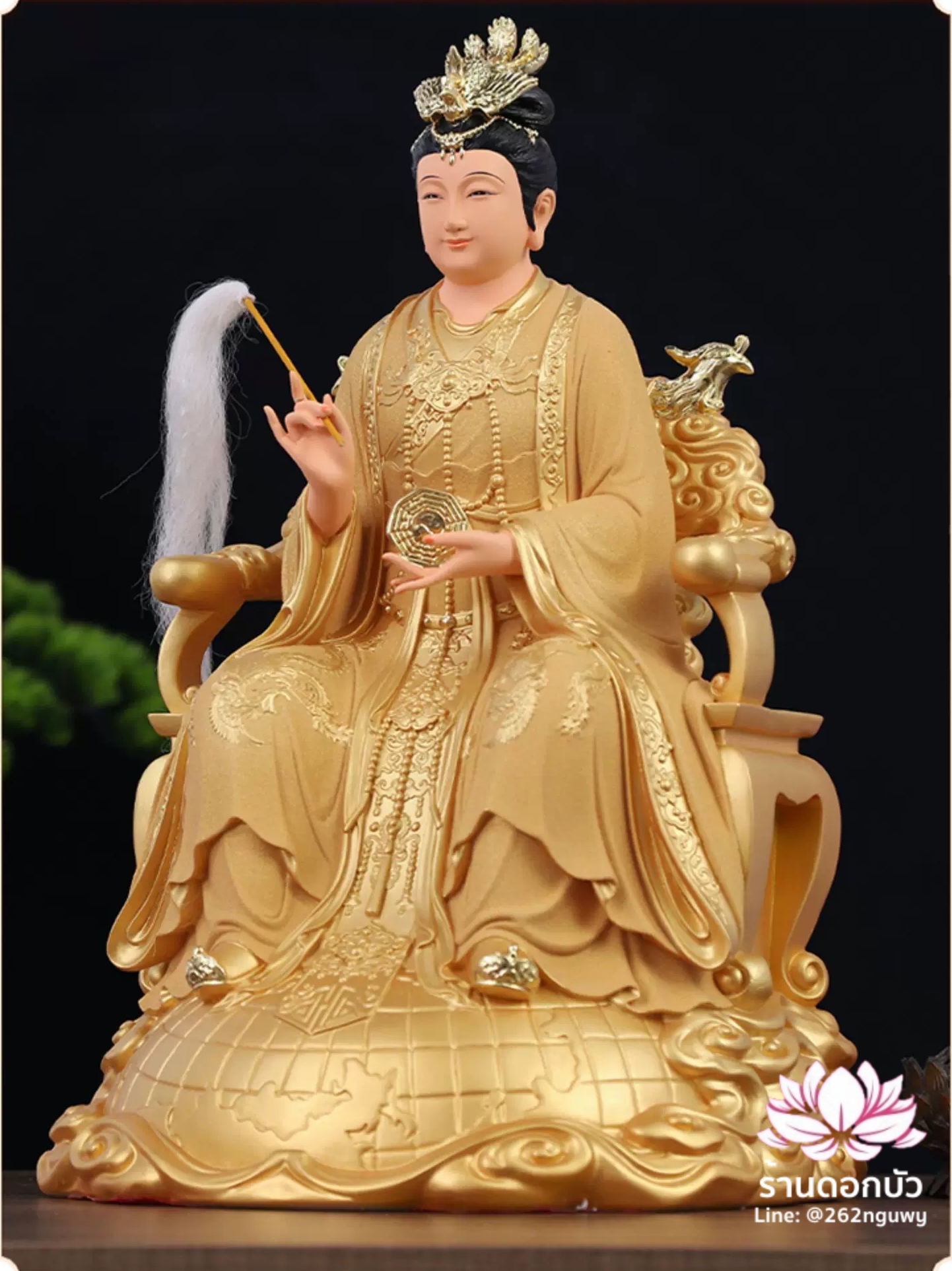 ตี่บ้อเนี่ยเนี้ย ตี่บ้อเหนียวเหนียว พระแม่ธรณีจีน ปางประทับนั่งบัลลังก์หงส์ ขนาด 12/16/19/26 นิ้ว