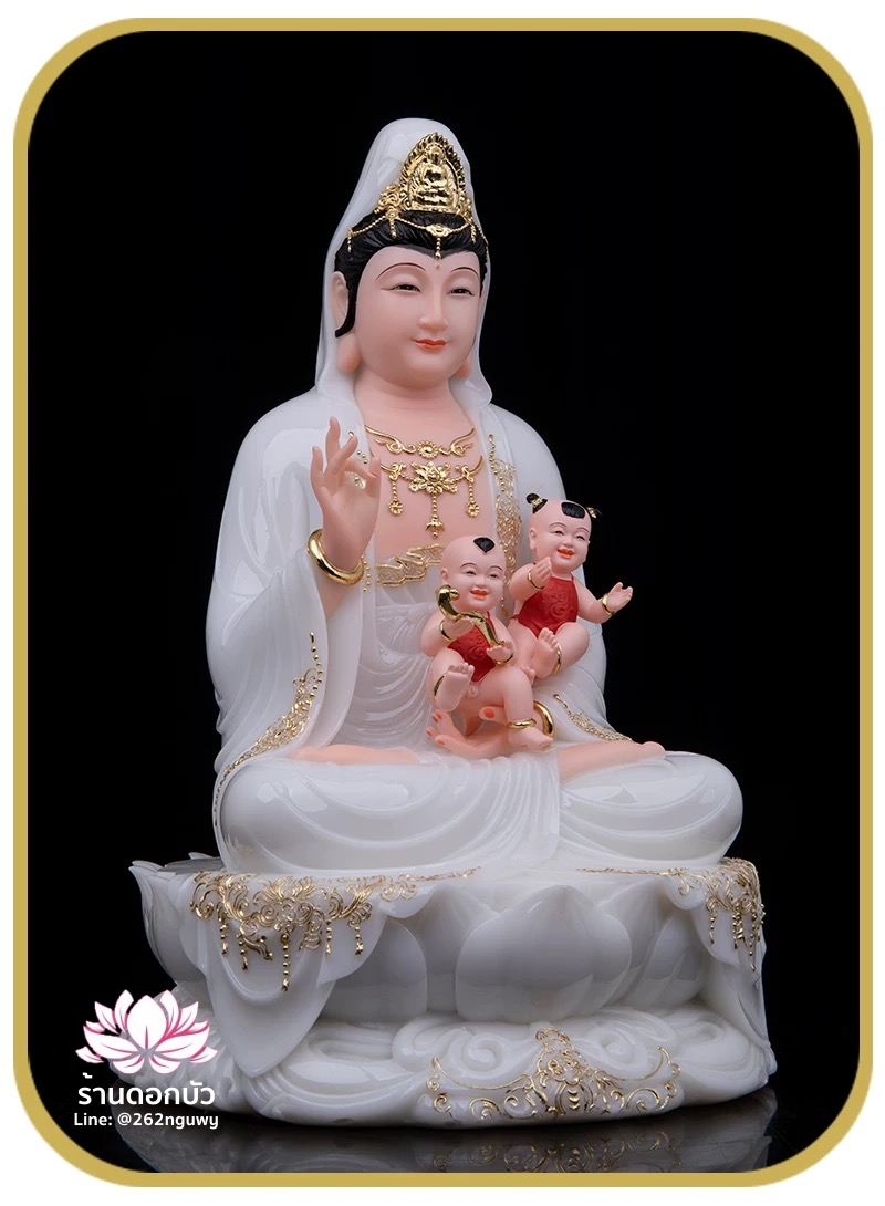 พระโพธิสัตว์กวนอิมปางประทานบุตร พระแม่กวนอิมประทานบุตร งานหินอ่อนคุณภาพสูง ขนาด 12/16/19/26 นิ้ว