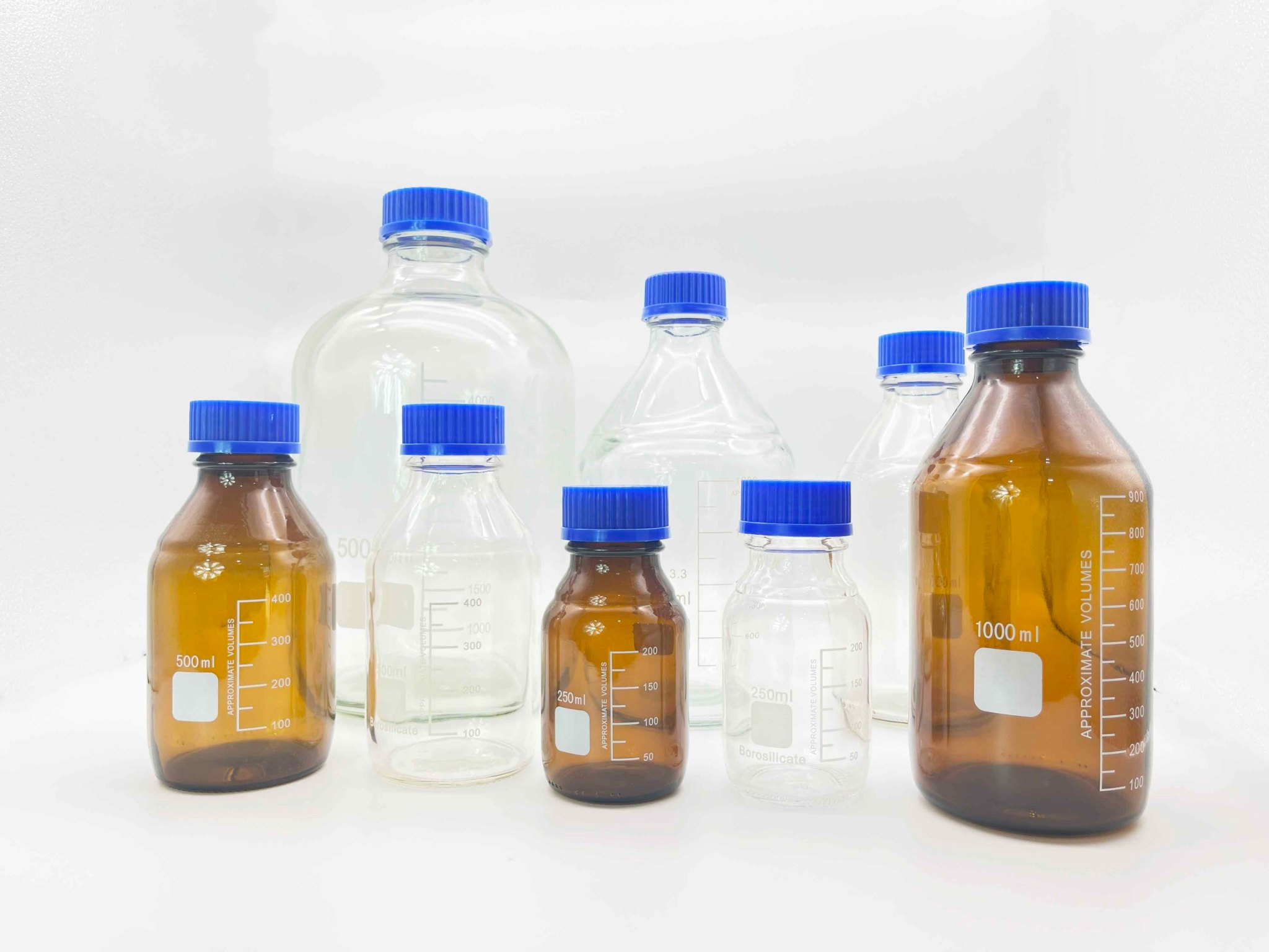 ขวดเก็บสารเคมี สีใส/สีขุ่น ,Duran Bottle / Reagent bottle 250, 500,1000,2000,5000ml