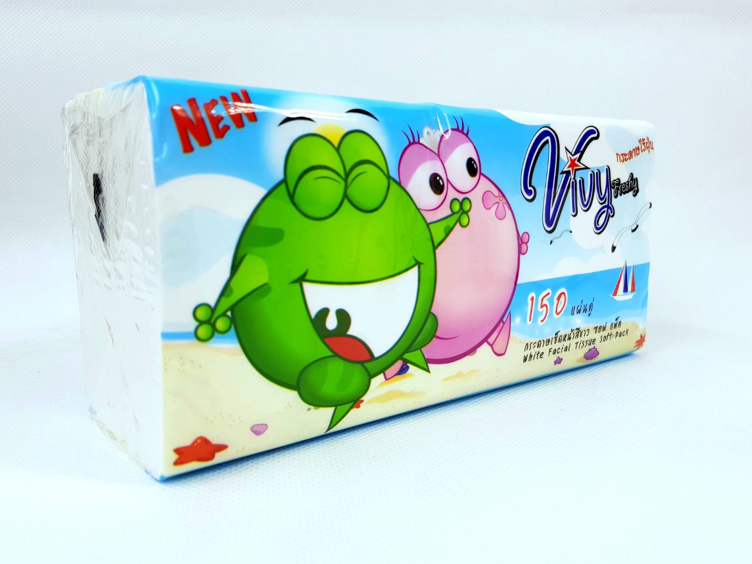 Small Evting กระดาษทิชชู่เช็ดหน้ายกแพ็คสุดคุ้ม!! Vivy Freshy 150แผ่น/ห่อ (10ห่อ/แพ็ค) กระดาษทิชชู่เช็ดหน้าสีขาว กระดาษทิชชู่แพ็ค