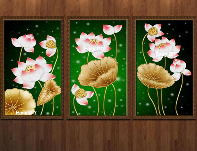 ครอสติสรูปดอกบัวมงคล 3 โดย Easy DIY ครอสติสคริสตัล