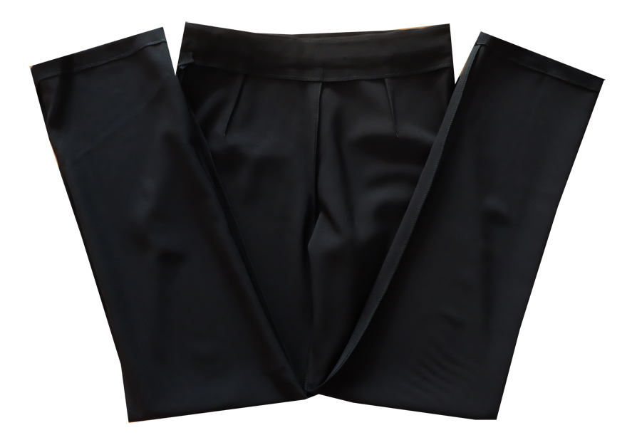 กางเกงขากระบอกเอวสูง ผ้าฮานาโกะ สีดำ Size S M L XL