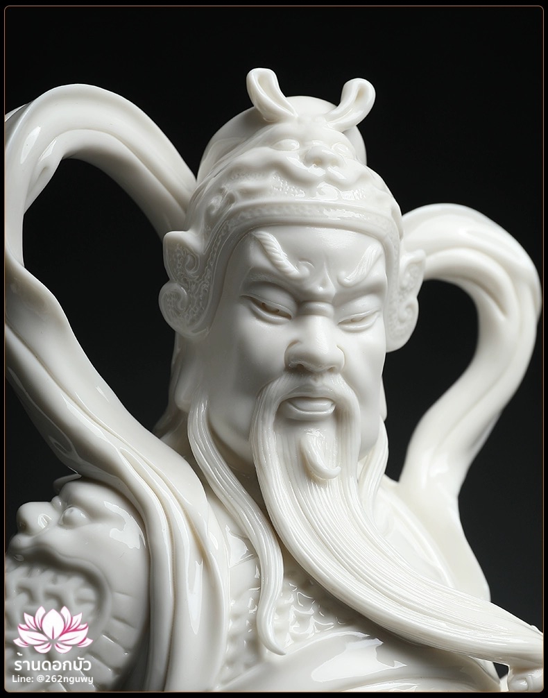 เทพเจ้ากวนอู และพระเวทโพธิสัตว์ (อุ่ยท้อผ่อสัก) ขนาด 14 นิ้ว สีขาว