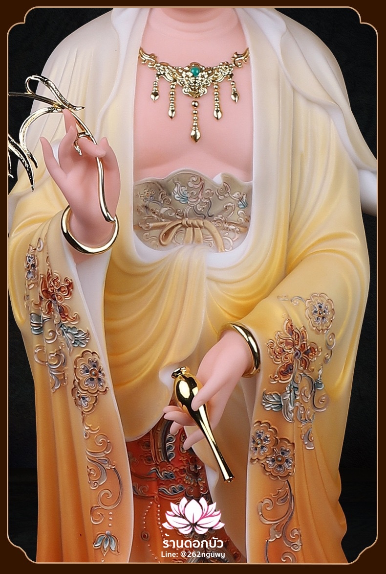 พระโพธิสัตว์กวนอิม พระแม่กวนอิมปางประทานพร ประทับยืนบนกลีบบัว งานหินอ่อนคุณภาพสูง ขนาด 16/19/26/35/51 นิ้ว