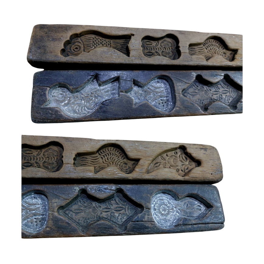 คู่พิมพ์ไม้สำหรับทำขนม งานเก่า ลาย2ด้าน💥ของเก่าของสะสม ของตกแต่งร้าน