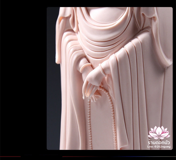 พระโพธิสัตว์กวนอิม 3 พระพักตร์ พระแม่กวนอิม 3 ปาง เนื้อชมพู ขนาด 15 นิ้ว