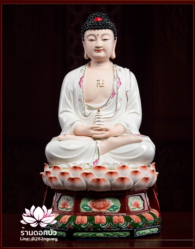 พระพุทธเจ้า (พระยูไล) พระโพธิสัตว์กวนอิม (กวนอิมผ่อสัก) พระมหาสถามปราปต์โพธิสัตว์ (ไต่ซีจี่ผ่อสัก) ขนาด 18 นิ้ว