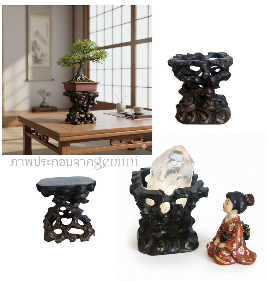 กี๋หรือฐานไม้สำหรับวางของตั้งโชว์ทรงราก ขนาดเล็ก