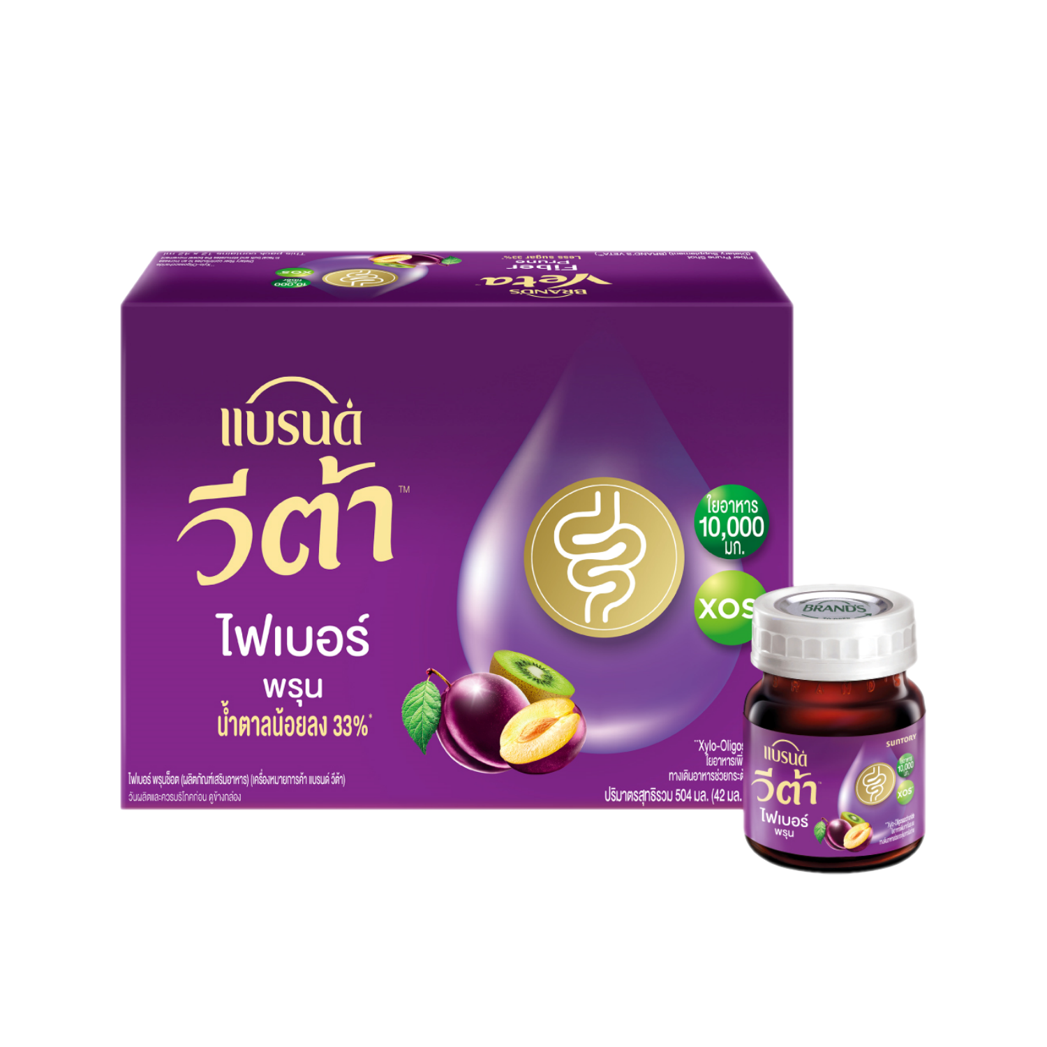 แบรนด์ วีต้า ฟรุต-แอคทีฟ พรุนพลัสกรีนคอฟฟี่บีน 42 มล. (12ขวด/กล่อง) พรุน