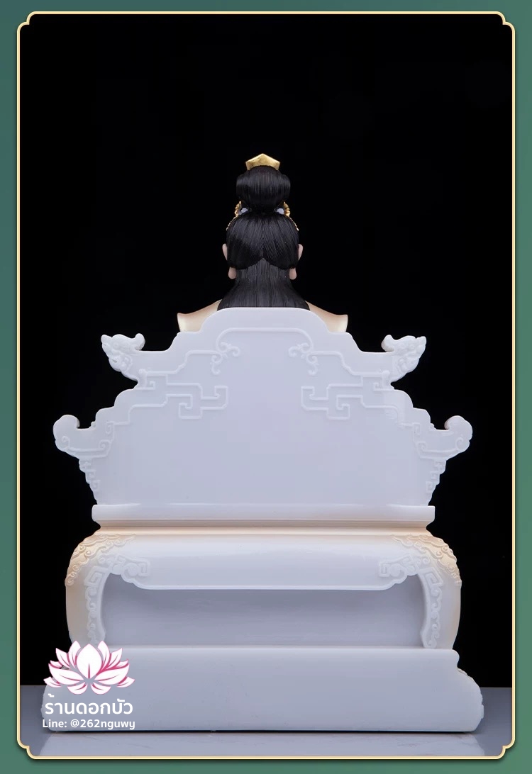 กิมฮั้วเนี่ยเนี้ย กิมฮั้วฮูหยิน เทพดอกไม้ทอง ปางประทับนั่งบัลลังก์มังกร งานหินอ่อนคุณภาพสูง ขนาด 12/16/19/26/36 นิ้ว