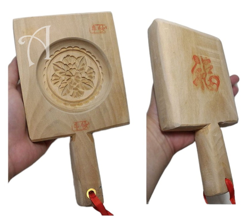 พิมพ์ไม้เคาะ พิมพ์ขนม พิมพ์ขนมไหว้เจ้า พิมพ์ขนมลายดอก กลม เบอร์2 (ขนาดประมาณ7cm-7.5cm)