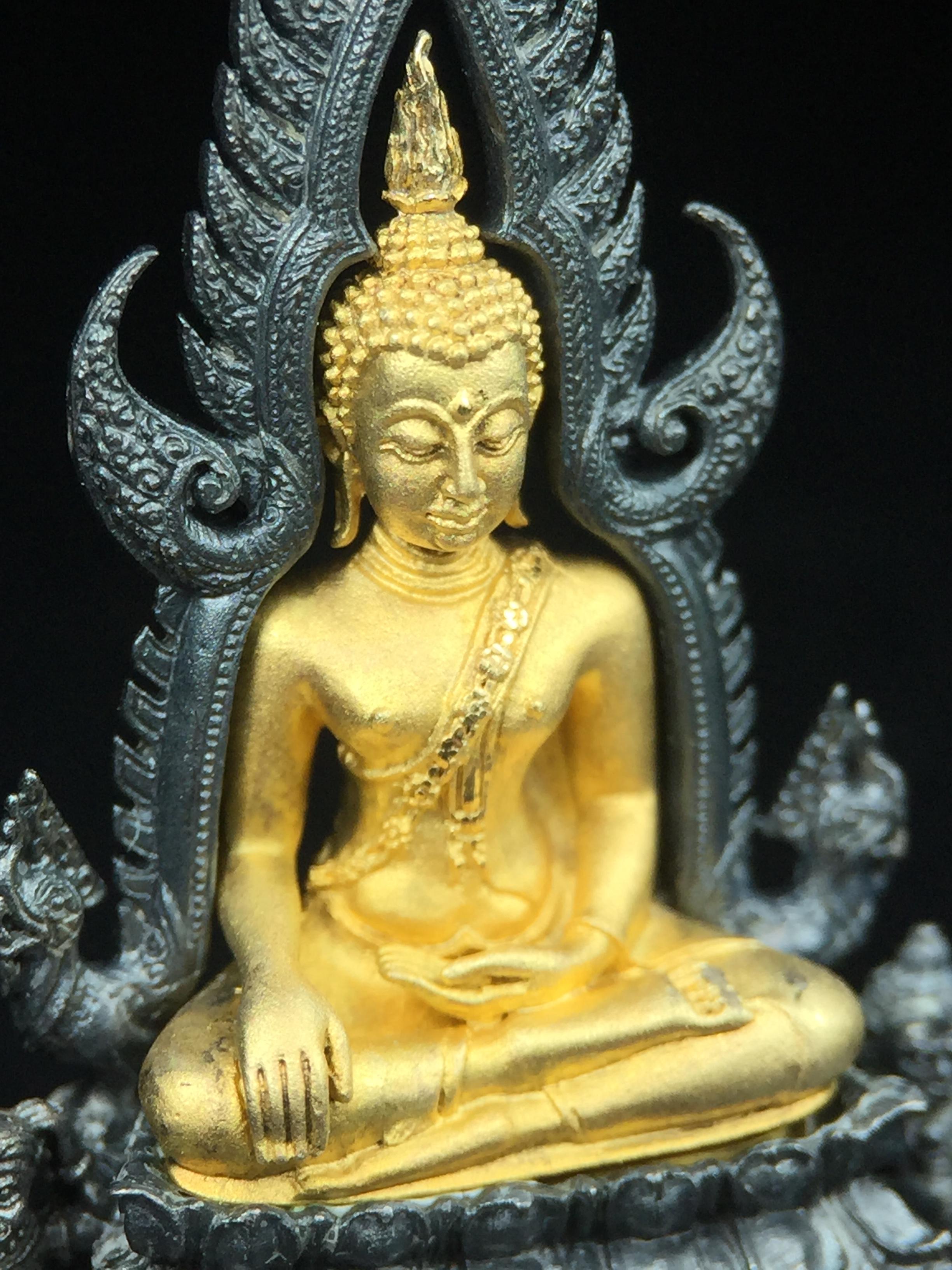 พระพุทธชินราช ภปร. โครงการ เพราะแผ่นดินนี้คือแผ่นดินเกิด เนื้อเงินชุบทองคำซุ้มรมดำ ปี2551 ขนาดหน้าตัก1/2นิ้ว(3.5*2.5 ซม.) (สวยงามหายาก)1ใน 5000 องค์