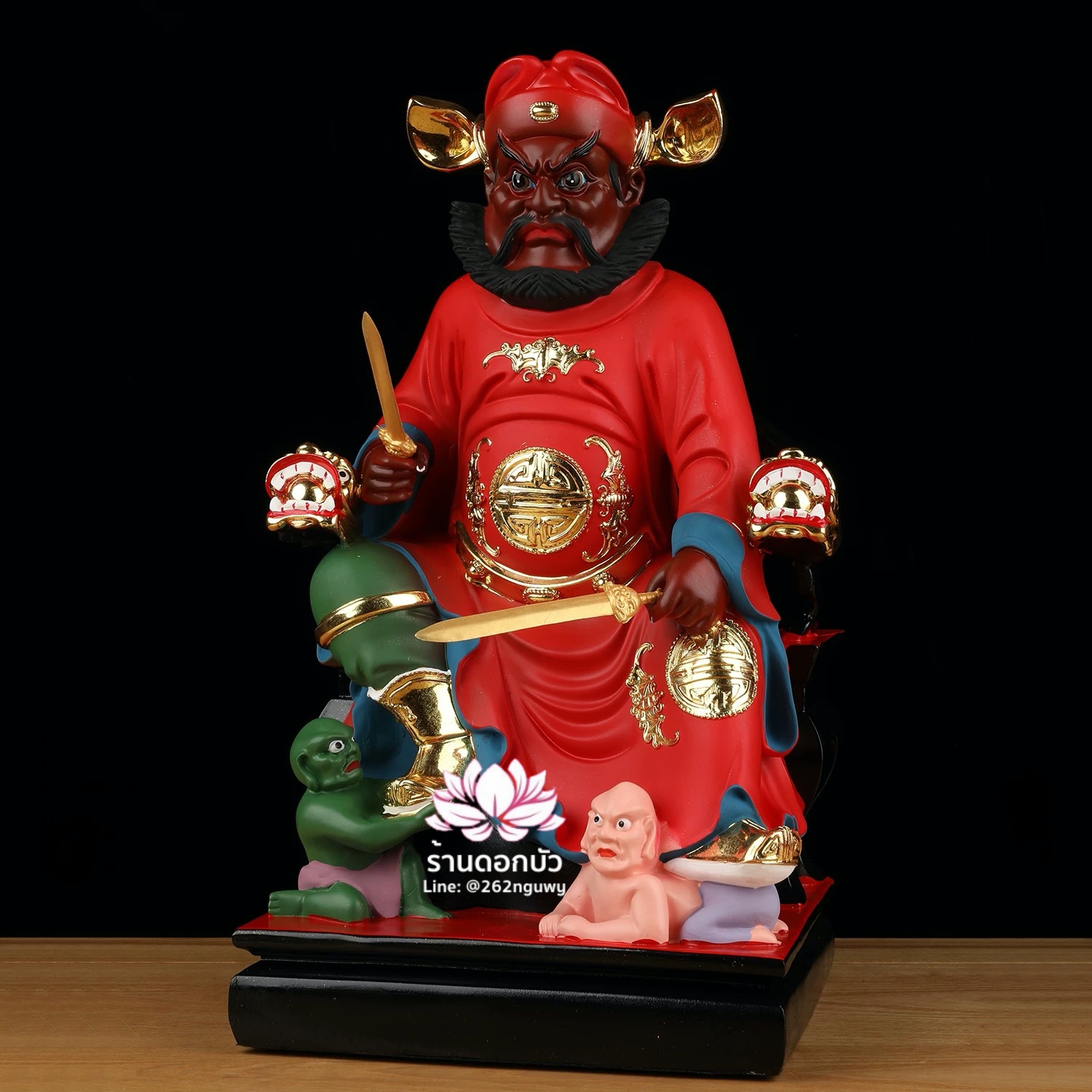 เทพเจ้าจงขุย จงขุยเทียนซือ จงขุยเอี๋ยกง ปางนั่งบัลลังก์มังกร งานเรซิ่น ขนาด 12/16/19 นิ้ว